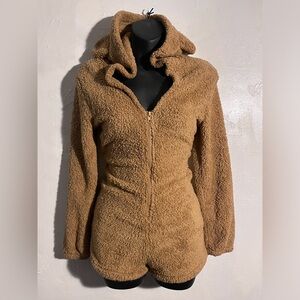 Small furry with hood and shorts pajamas